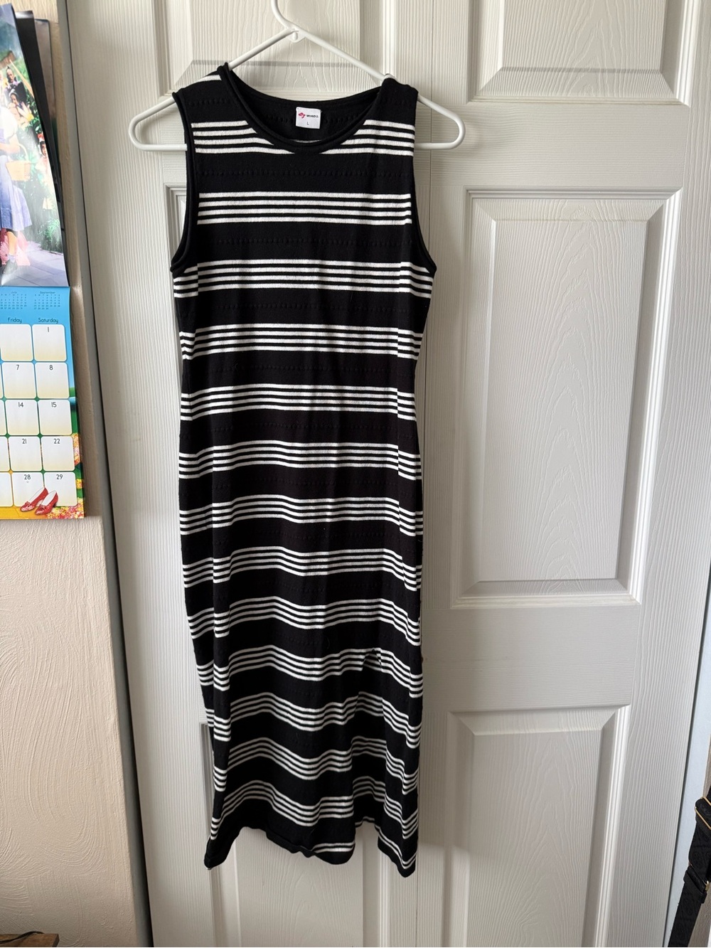 Sleeveless Striped Maxi Dress in Black and White